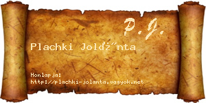 Plachki Jolánta névjegykártya